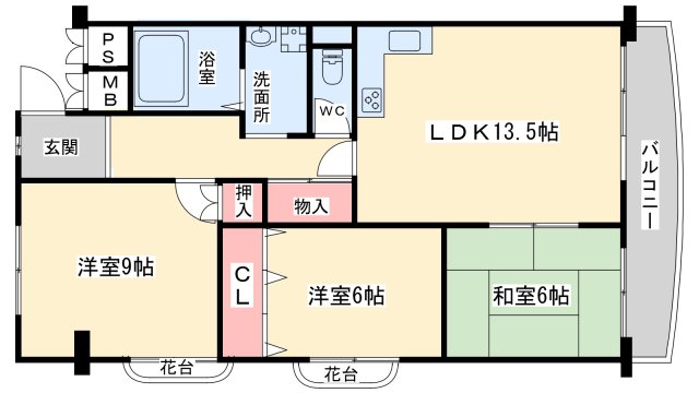 三島郡島本町水無瀬のマンションの間取り