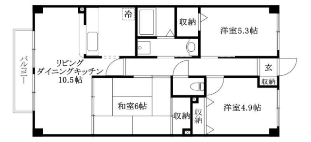 松山市西長戸町のアパートの間取り