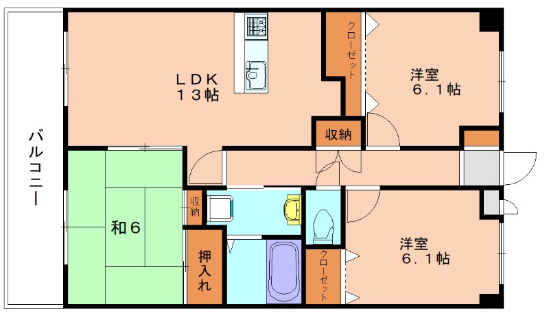 古賀市花見東のマンションの間取り