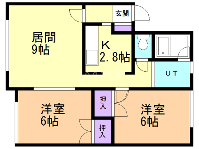 苫小牧市拓勇東町のアパートの間取り