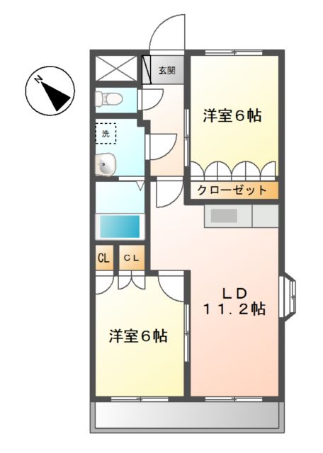 行橋市東泉のアパートの間取り