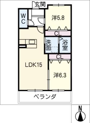 カーサ・ノーバ春日寺　Ａ棟の間取り