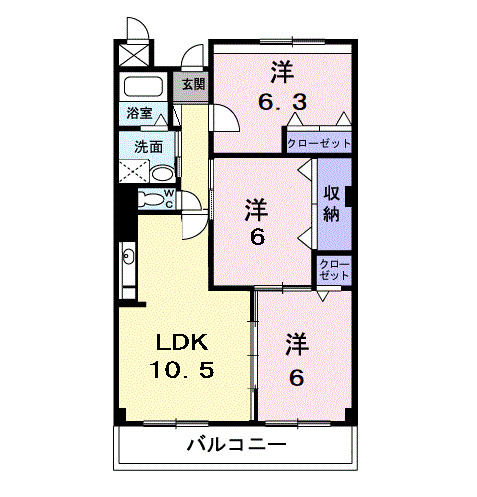 足柄上郡松田町松田惣領のマンションの間取り