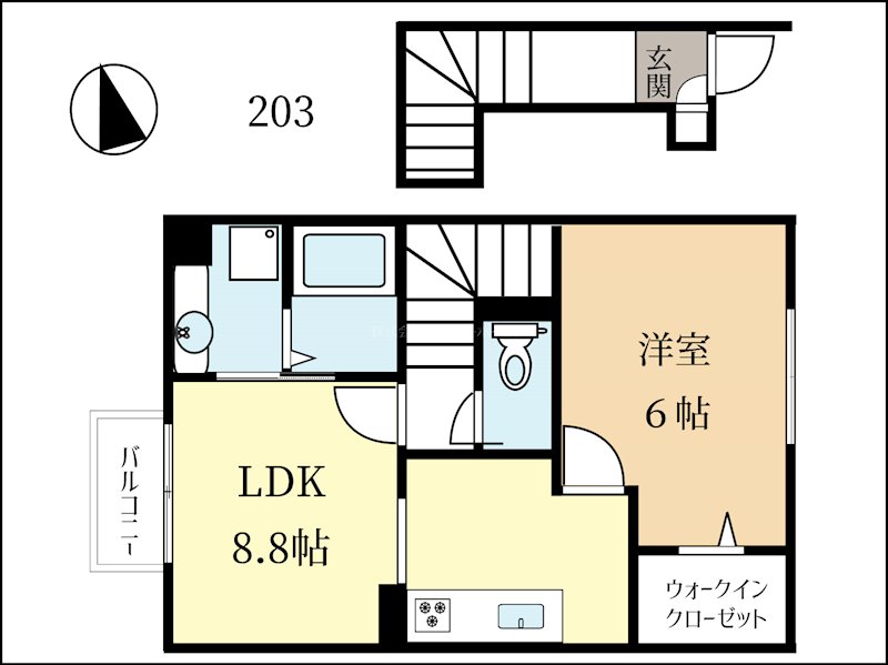 【城陽市寺田のアパートの間取り】