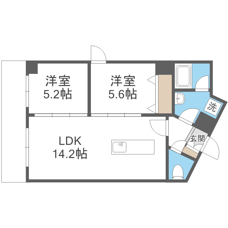 札幌市南区真駒内本町のマンションの間取り