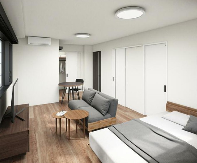 居室・リビング　※キャプション:207号室リノベーションパース画像