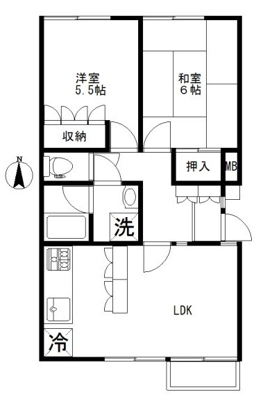 東急田園都市線 駒沢大学駅 徒歩10分 3階建 築38年の間取り写真