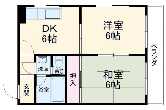 京都市右京区嵯峨釈迦堂門前瀬戸川町のマンションの間取り