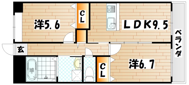 下関市東勝谷のマンションの間取り