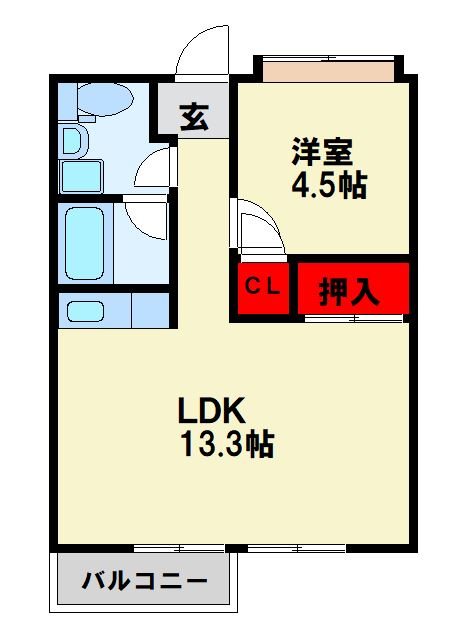 北九州市戸畑区中原東のマンションの間取り