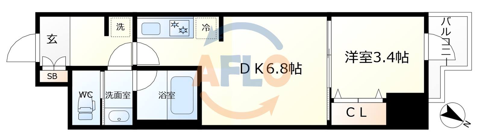 大阪市西区京町堀のマンションの間取り