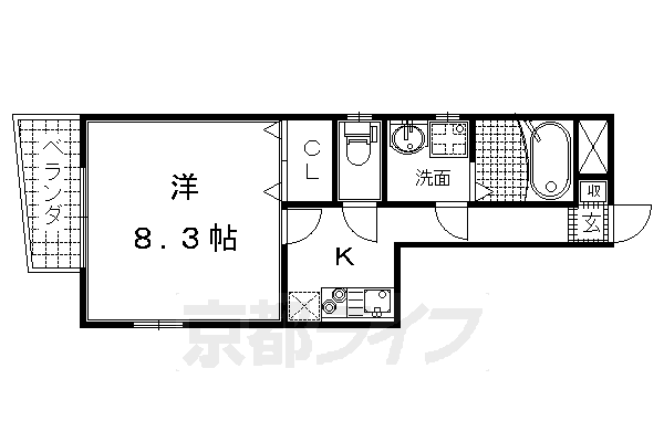 京都市伏見区深草直違橋北１丁目のアパートの間取り