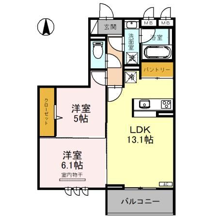 越谷市新越谷のアパートの間取り