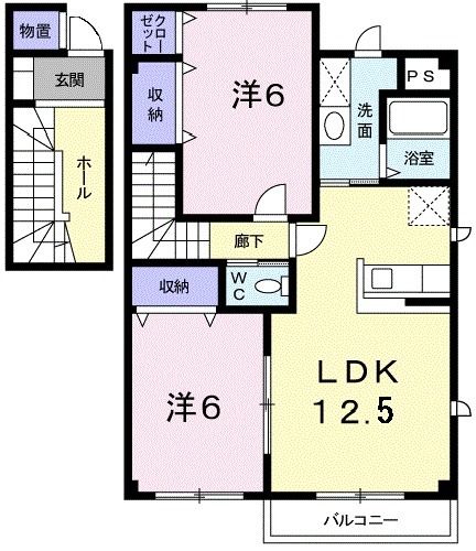 上田市本郷のアパートの間取り