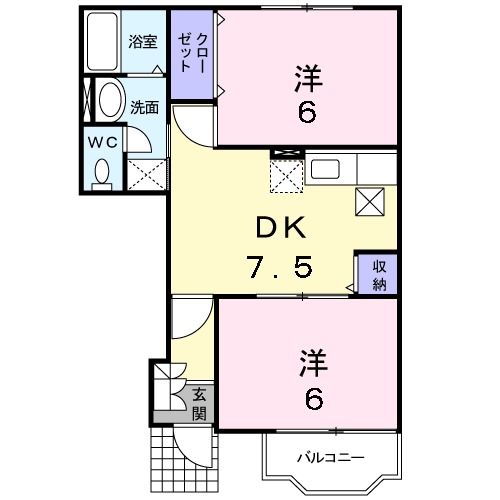 八戸市北白山台のアパートの間取り