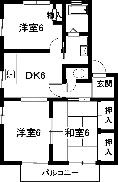 愛知郡東郷町兵庫のアパートの間取り