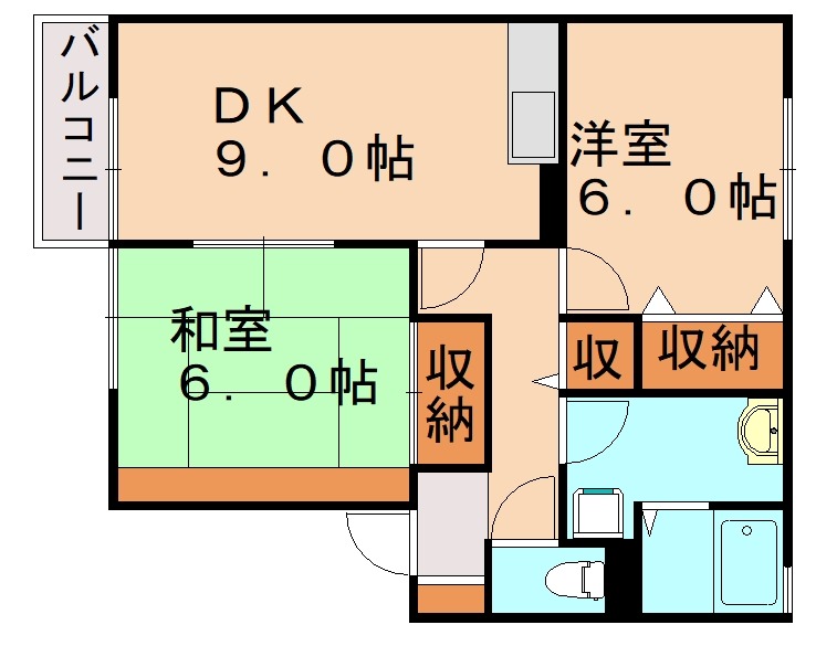 福岡市東区多の津のアパートの間取り