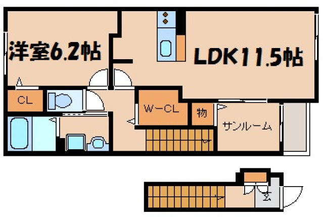 【広島市安芸区中野のアパートの間取り】