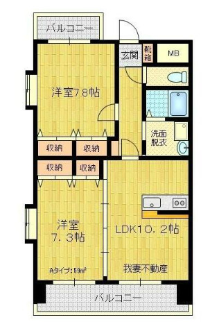 仙台市青葉区栗生のマンションの間取り