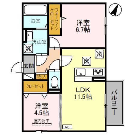 神戸市長田区東尻池町のアパートの間取り