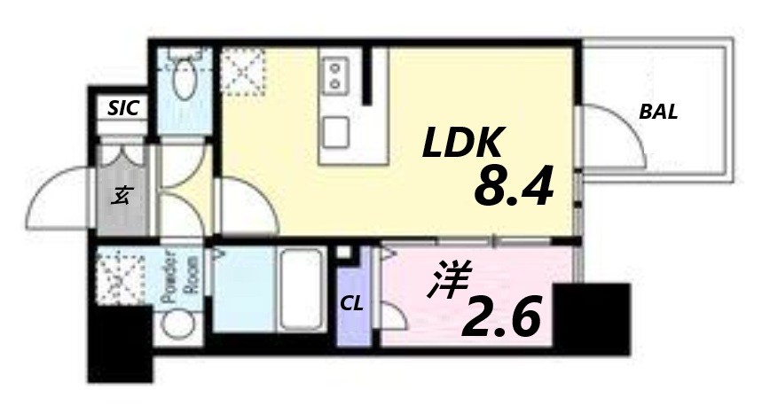 神戸市中央区中山手通のマンションの間取り