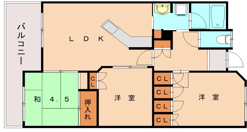 福津市東福間のマンションの間取り