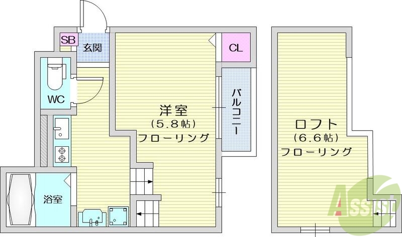 仙台市太白区南大野田のアパートの間取り