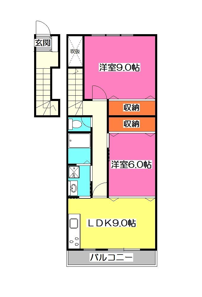 所沢市所沢新町のアパートの間取り