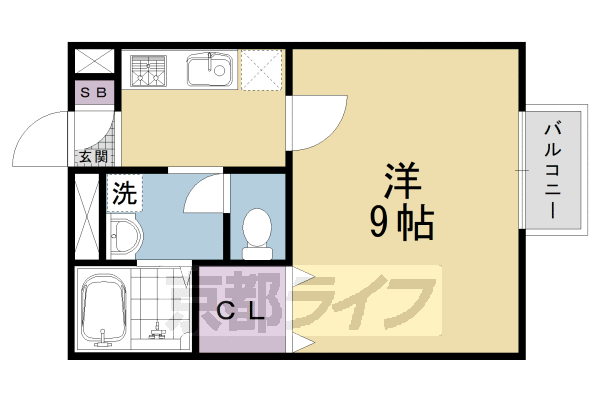 京都市左京区一乗寺北大丸町のアパートの間取り