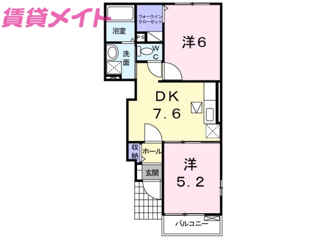 【松阪市小片野町のアパートの間取り】