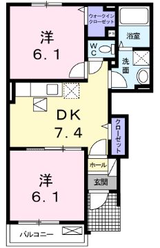 【福山市駅家町大字近田のアパートの間取り】