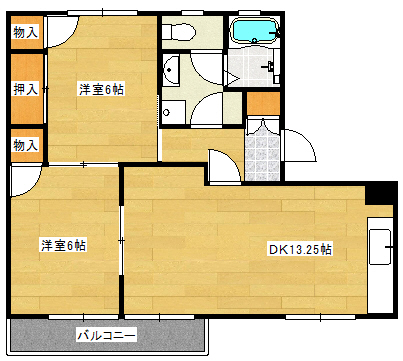 広島市西区井口台のアパートの間取り