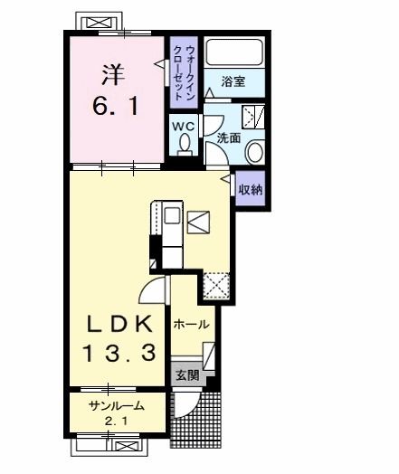 館山市那古のアパートの間取り