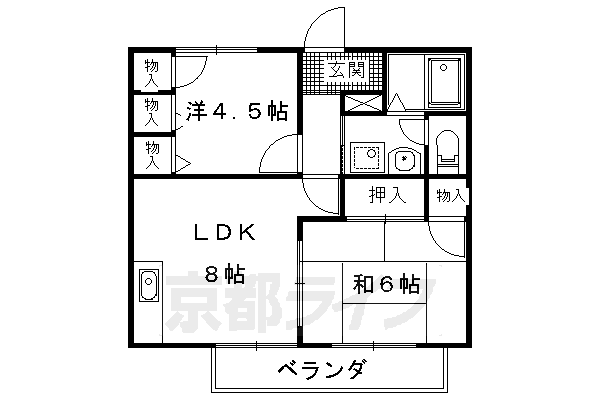 【京都市伏見区深草正覚町のアパートの間取り】