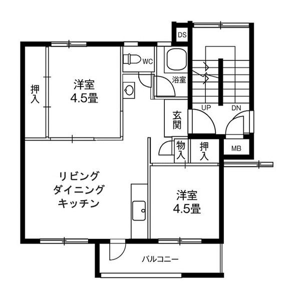 仙台市宮城野区鶴ケ谷のマンションの間取り