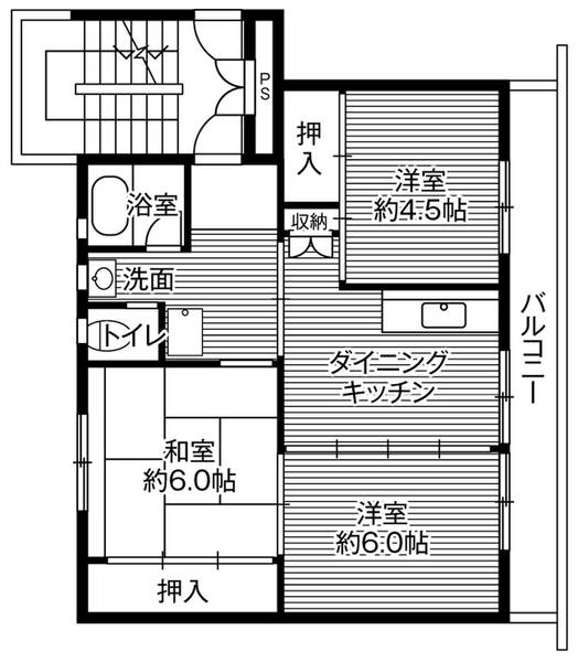 ビレッジハウス八日市場2号棟の間取り