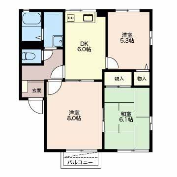 鈴鹿市東磯山のアパートの間取り