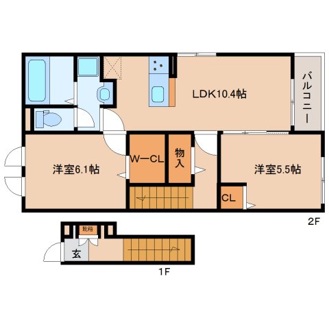 木津川市加茂町里のアパートの間取り