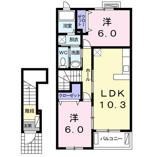 【名古屋市天白区平針南のアパートの間取り】