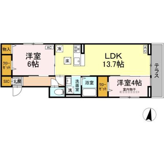 相模原市南区相武台のアパートの間取り