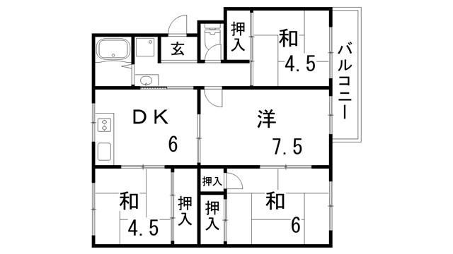 高倉台2団地1号棟の間取り