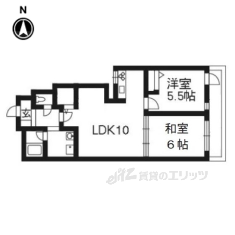 京都市下京区七条御所ノ内北町のマンションの間取り