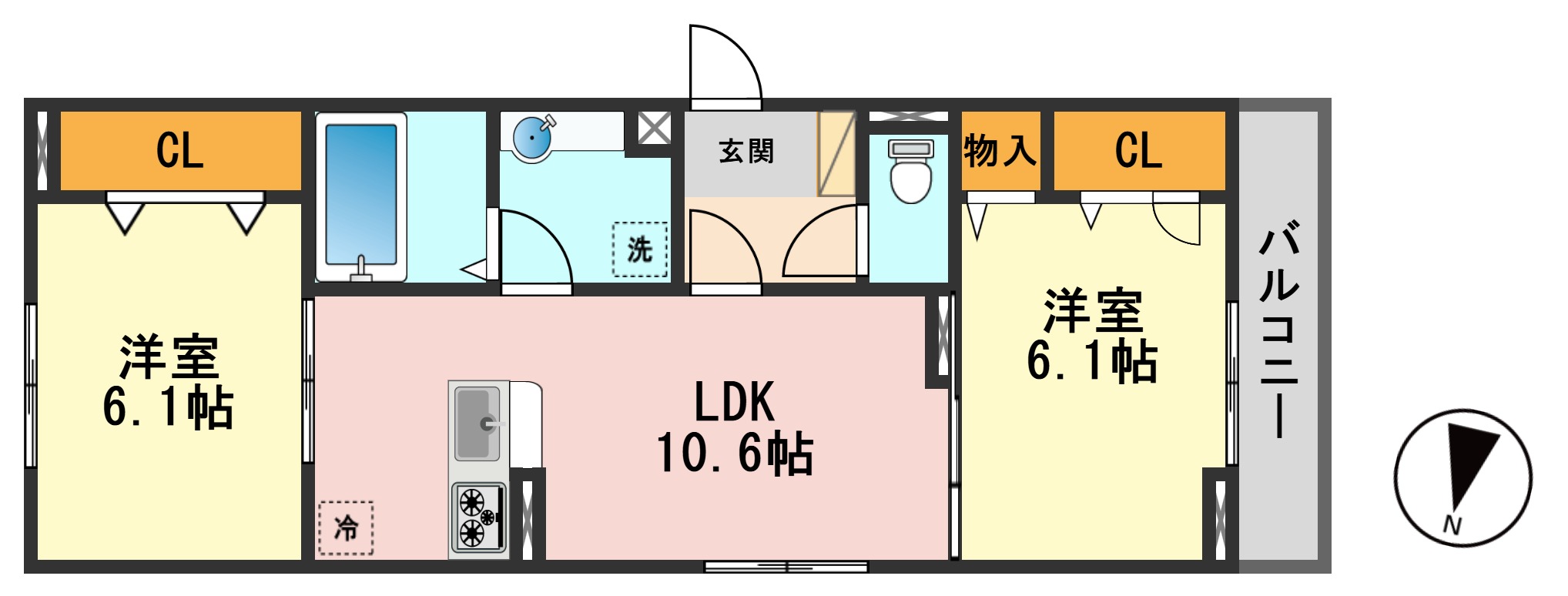 【江戸川区鹿骨町のアパートの間取り】