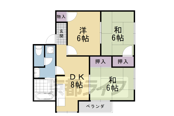 京都市西京区下津林東大般若町のマンションの間取り