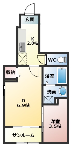 富田林市廿山のアパートの間取り