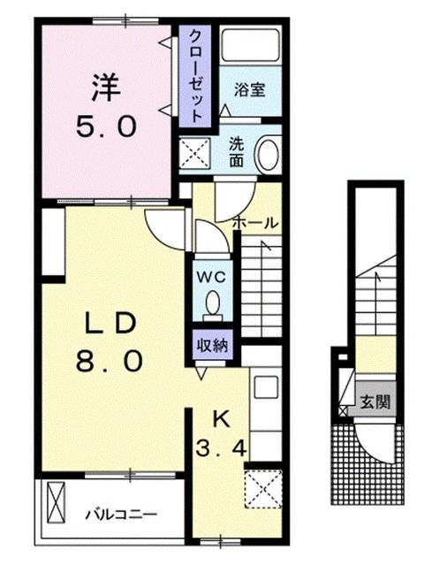 西条市三津屋のアパートの間取り