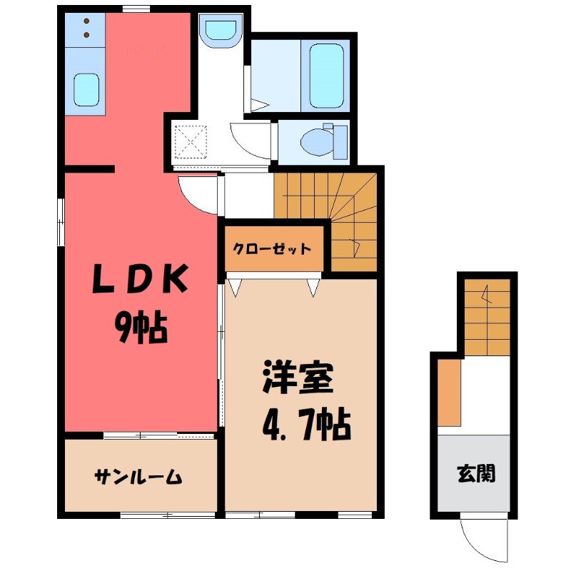 太田市飯塚町のアパートの間取り