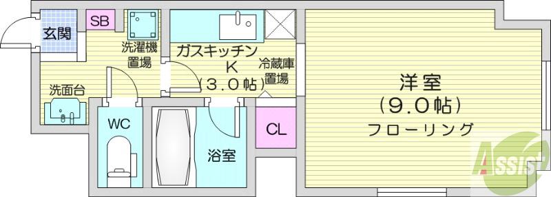 地下鉄南北線 北２４条駅 徒歩2分 10階建 築39年の間取り写真