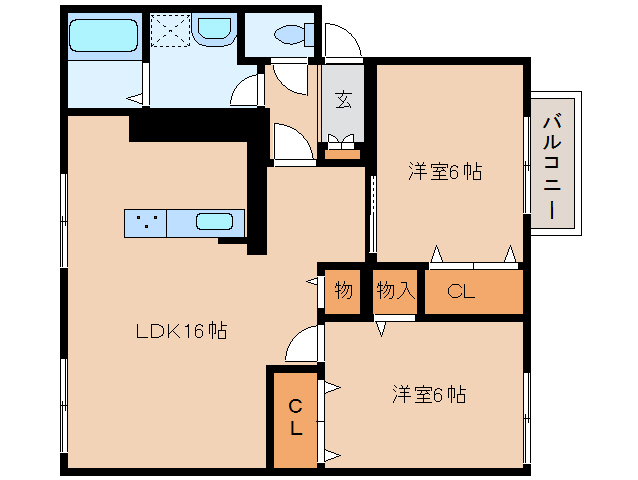 北葛城郡広陵町みささぎ台のアパートの間取り