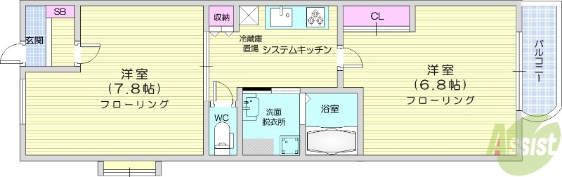 仙台市泉区南光台のマンションの間取り